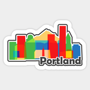 Souvenir for Portland Oregon with Skyline in Modern Colorful geometric shapes Sticker